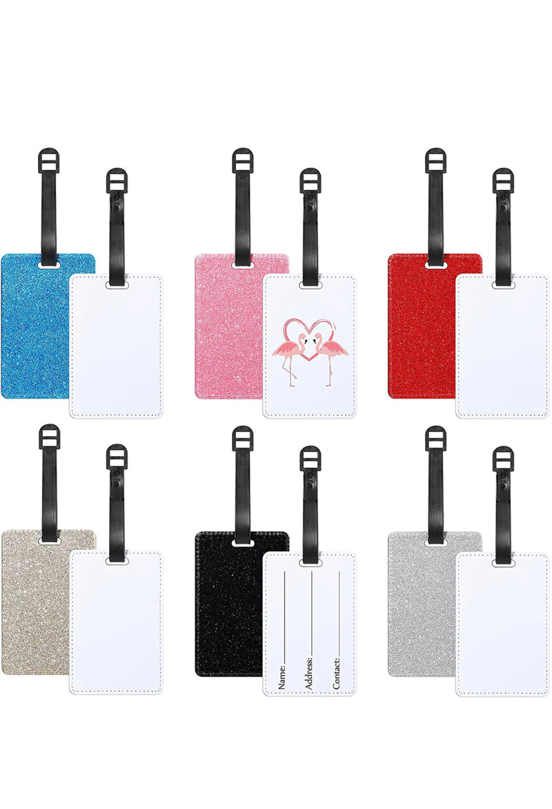 Personalized glitter luggage tags